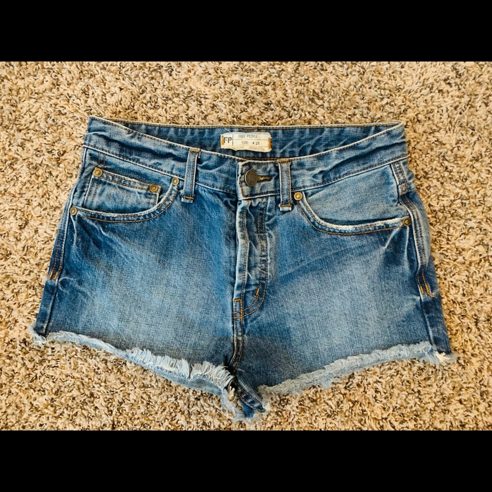 Free People Blue Jean Shorts